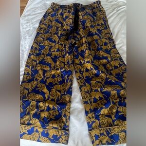 J. Crew Blue and Gold Animal Print Pants